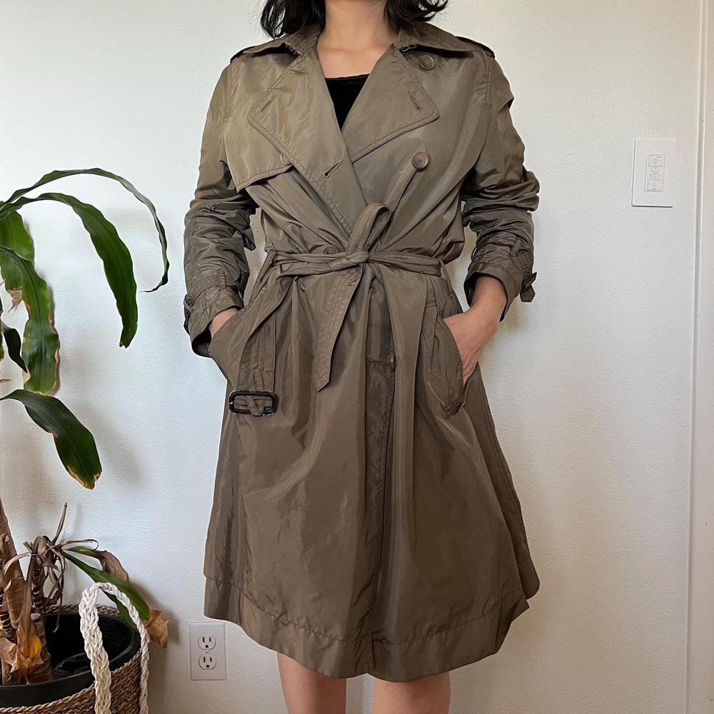 2000s Banana Republic Trench Coat Lightweight Double Breasted Bronze‎ Outerwear